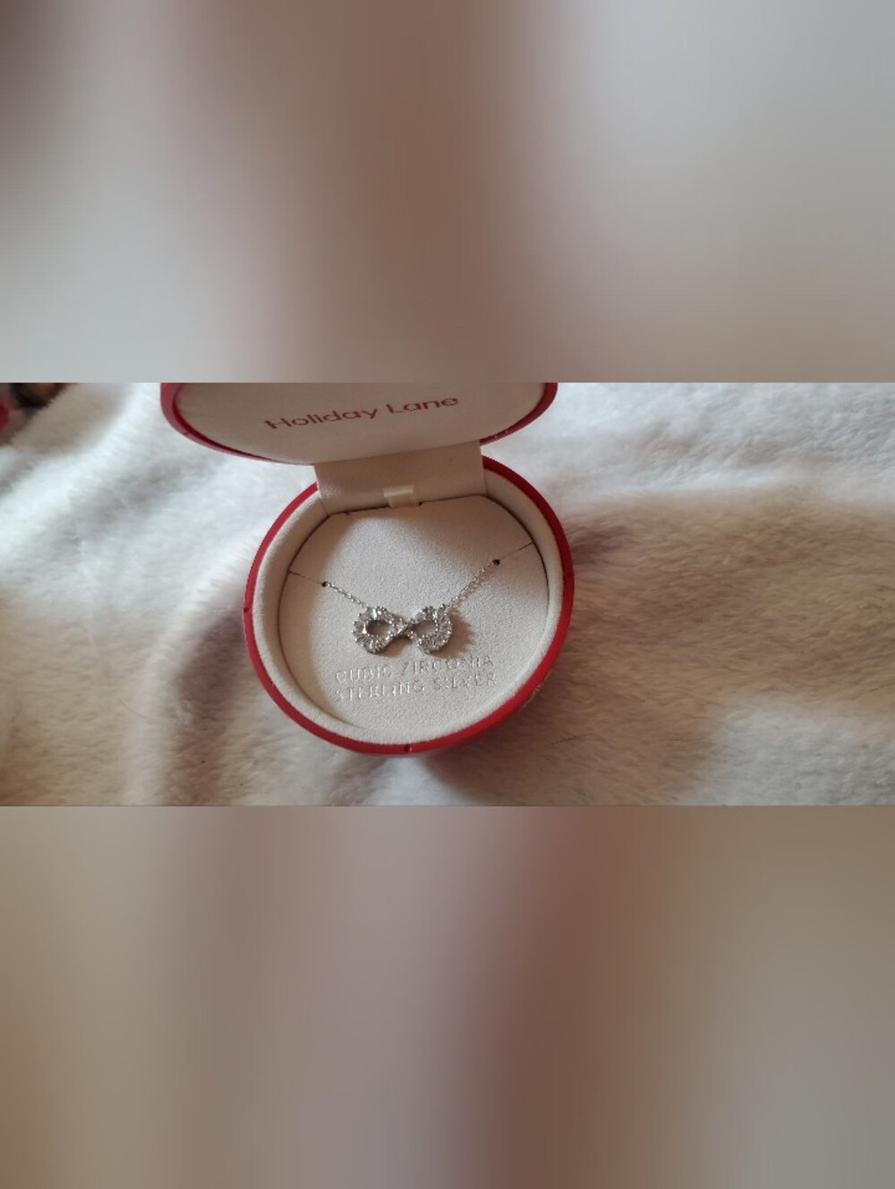 Sterling Silver CZ Infinity Pendant Necklace in Holday Gift Box